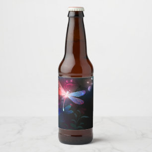 Gloeiende rode libel bier etiket
