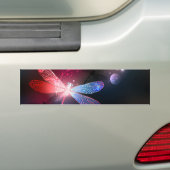 Gloeiende rode libel bumpersticker (Op auto)