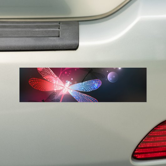 Gloeiende rode libel bumpersticker (Op auto)