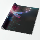 Gloeiende rode libel cadeaupapier (Uitgerold)