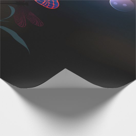 Gloeiende rode libel cadeaupapier (Hoek)