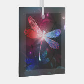 Gloeiende rode libel glas ornament (Voorkant Rechts)