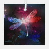 Gloeiende rode libel glas ornament (Achterkant)