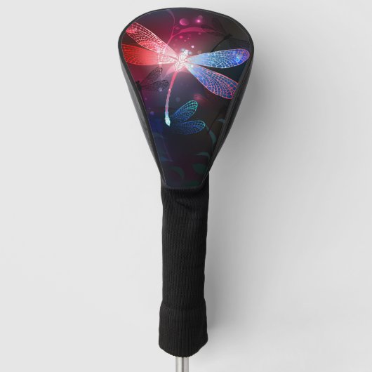 Gloeiende rode libel golfheadcover (Voorkant)