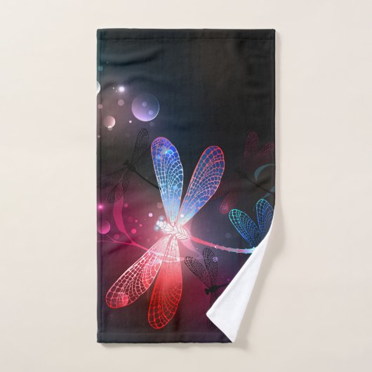 Gloeiende rode libel handdoek (Handdoek)