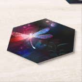 Gloeiende rode libel kartonnen onderzetters (Schuin)