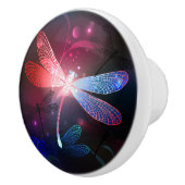 Gloeiende rode libel keramische knop (Rechts)