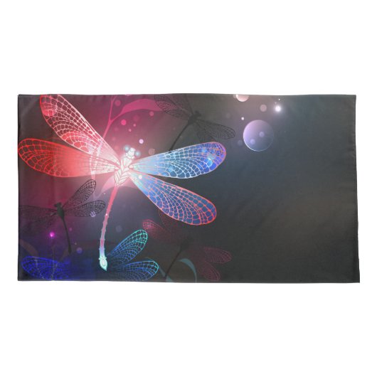 Gloeiende rode libel kussensloop (Achterkant)