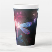 Gloeiende rode libel latte mok (Voorkant)