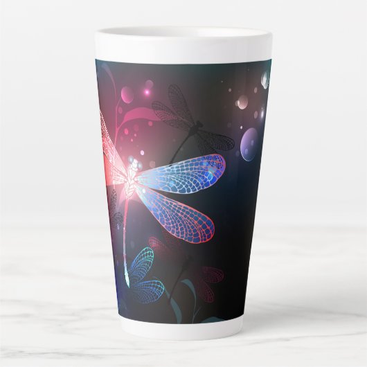 Gloeiende rode libel latte mok (Voorkant)