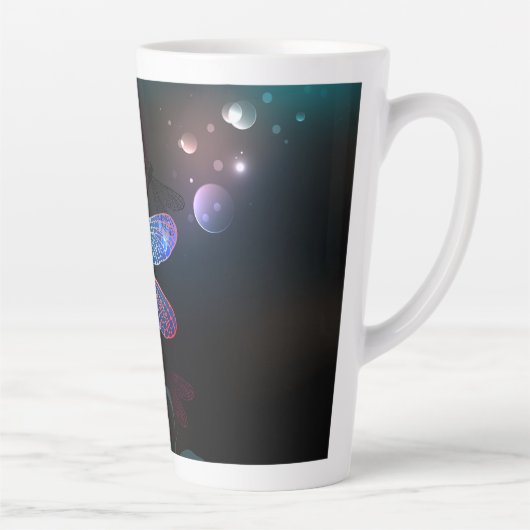 Gloeiende rode libel latte mok (Rechts)