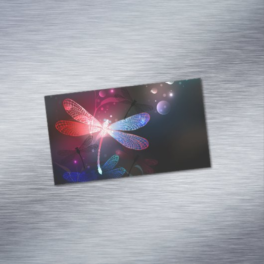 Gloeiende rode libel magnetisch visitekaartje (Voorbeeld)