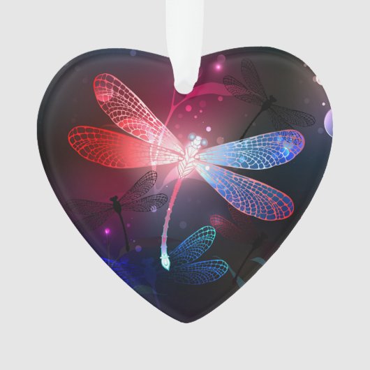 Gloeiende rode libel ornament (voorkant)