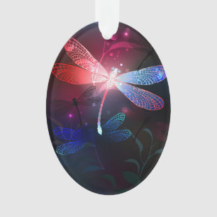 Gloeiende rode libel ornament