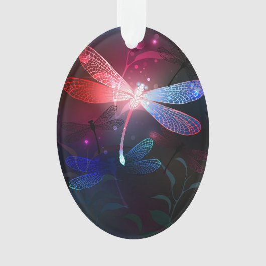 Gloeiende rode libel ornament (voorkant)