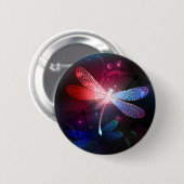 Gloeiende rode libel ronde button 5,7 cm (Voorkant /achterkant)