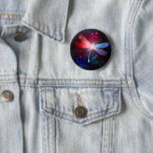 Gloeiende rode libel ronde button 5,7 cm (In situ)