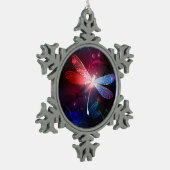 Gloeiende rode libel tin sneeuwvlok ornament (Links)
