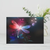 Gloeiende rode libellen aankondiging (Staand voorkant)