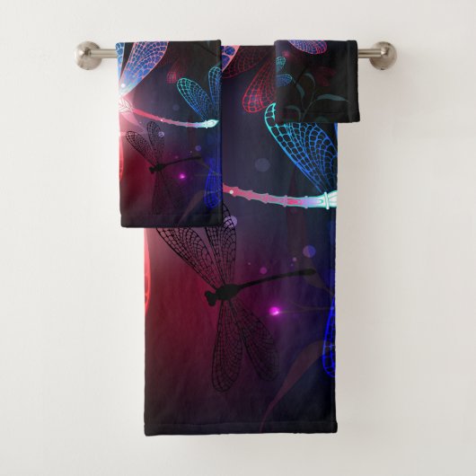Gloeiende rode libellen bad handdoek (Insitu)