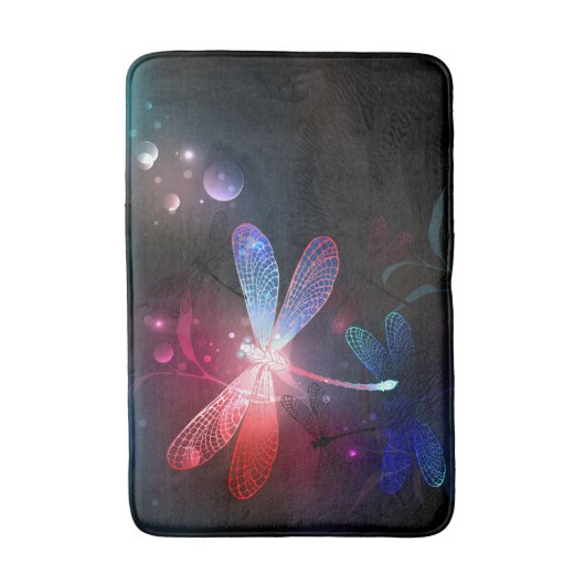 Gloeiende rode libellen badmat (Voorkant Verticaal)