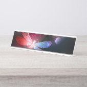 Gloeiende rode libellen bureau naambordje (Voorkant)