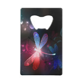 Gloeiende rode libellen creditkaart flessenopener (Voorkant)