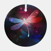 Gloeiende rode libellen glas ornament (Achterkant)