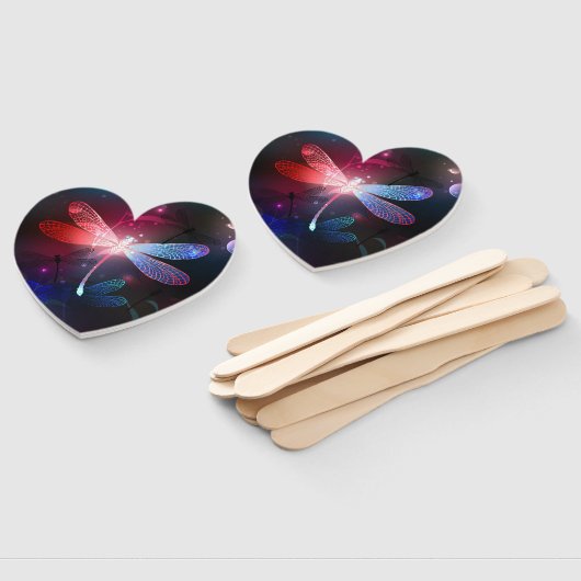 Gloeiende rode libellen handwaaier (Niet-gemonteerd)