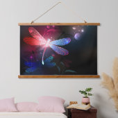 Gloeiende rode libellen hangend wandkleed (Slaapkamer)