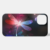 Gloeiende rode libellen iPhone hoesje (Achterkant horizontaal)