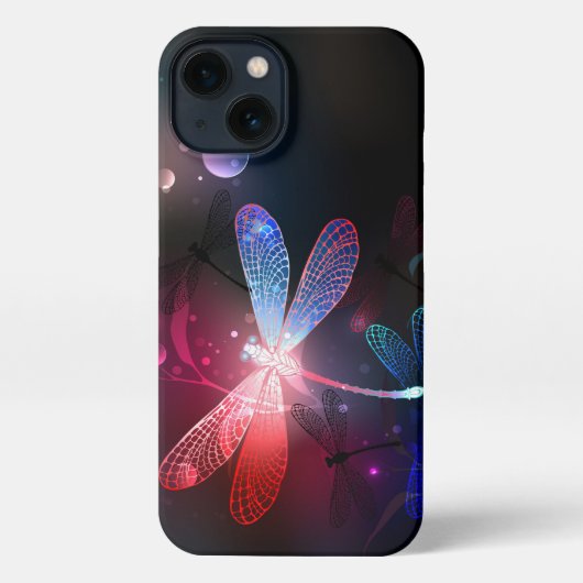 Gloeiende rode libellen iPhone hoesje (Achterkant)