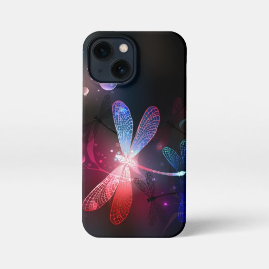 Gloeiende rode libellen iPhone hoesje (Achterkant)
