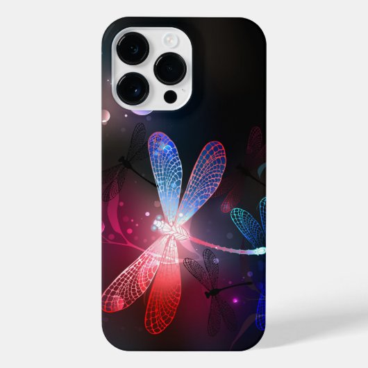Gloeiende rode libellen iPhone hoesje (Achterkant)