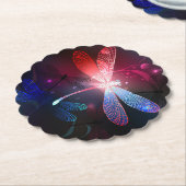 Gloeiende rode libellen kartonnen onderzetters (Gekanteld)