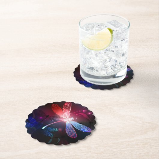 Gloeiende rode libellen kartonnen onderzetters (Insitu)