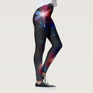 Gloeiende rode libellen leggings