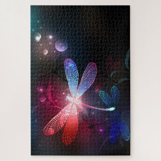 Gloeiende rode libellen legpuzzel (Verticaal)