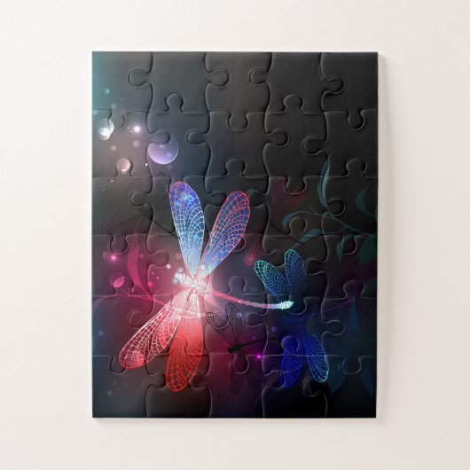 Gloeiende rode libellen legpuzzel (Verticaal)