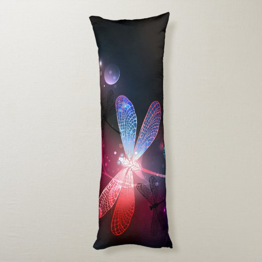 Gloeiende rode libellen lichaamskussen (Achterkant (Verticaal))