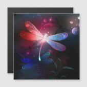 Gloeiende rode libellen magnetische uitnodiging (Voorkant / Achterkant)