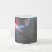 Gloeiende rode libellen matglas koffiemok (Voorkant links)