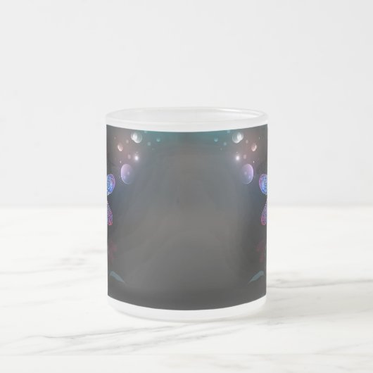 Gloeiende rode libellen matglas koffiemok (Center)