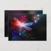 Gloeiende rode libellen notitiekaartje (Voorkant / Achterkant)