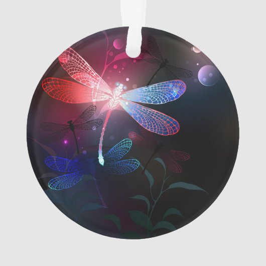 Gloeiende rode libellen ornament (achterkant)