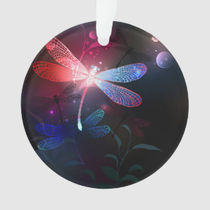 Gloeiende rode libellen ornament