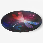 Gloeiende rode libellen papieren bordje (Gekanteld)