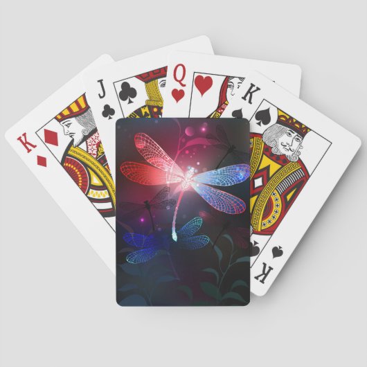 Gloeiende rode libellen pokerkaarten (Achterkant)