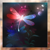 Gloeiende rode libellen raamsticker (Vel 2)