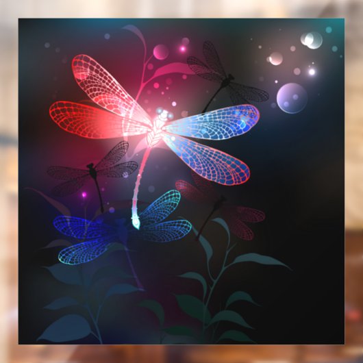 Gloeiende rode libellen raamsticker (Vel 2)